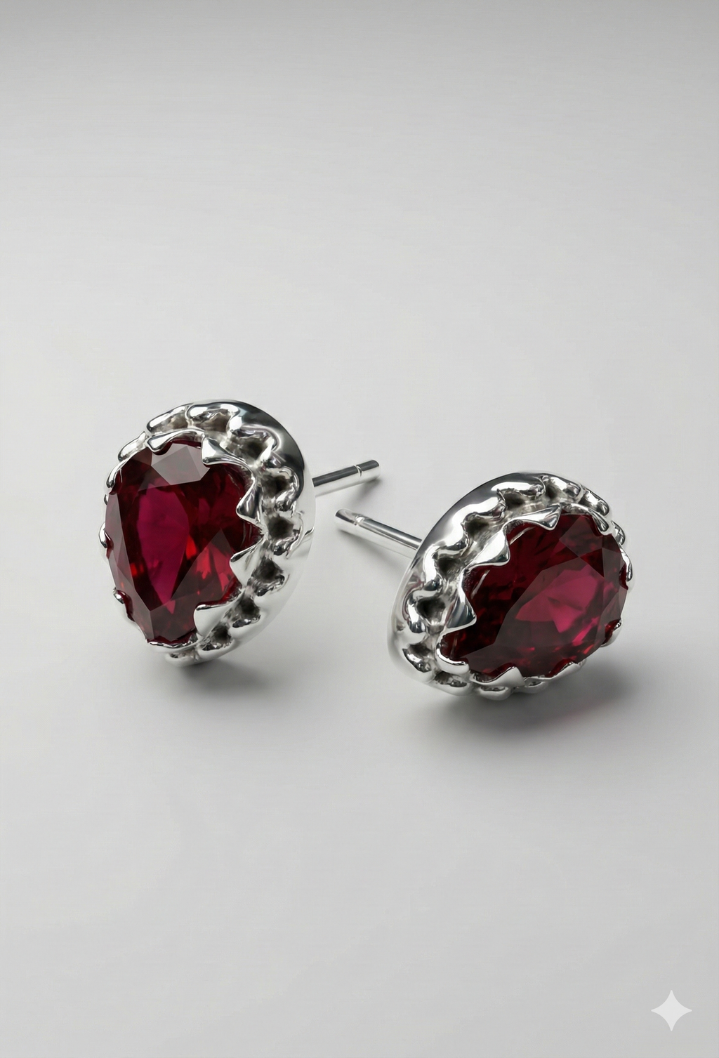 Pear Cut Ruby Silver Studs_3