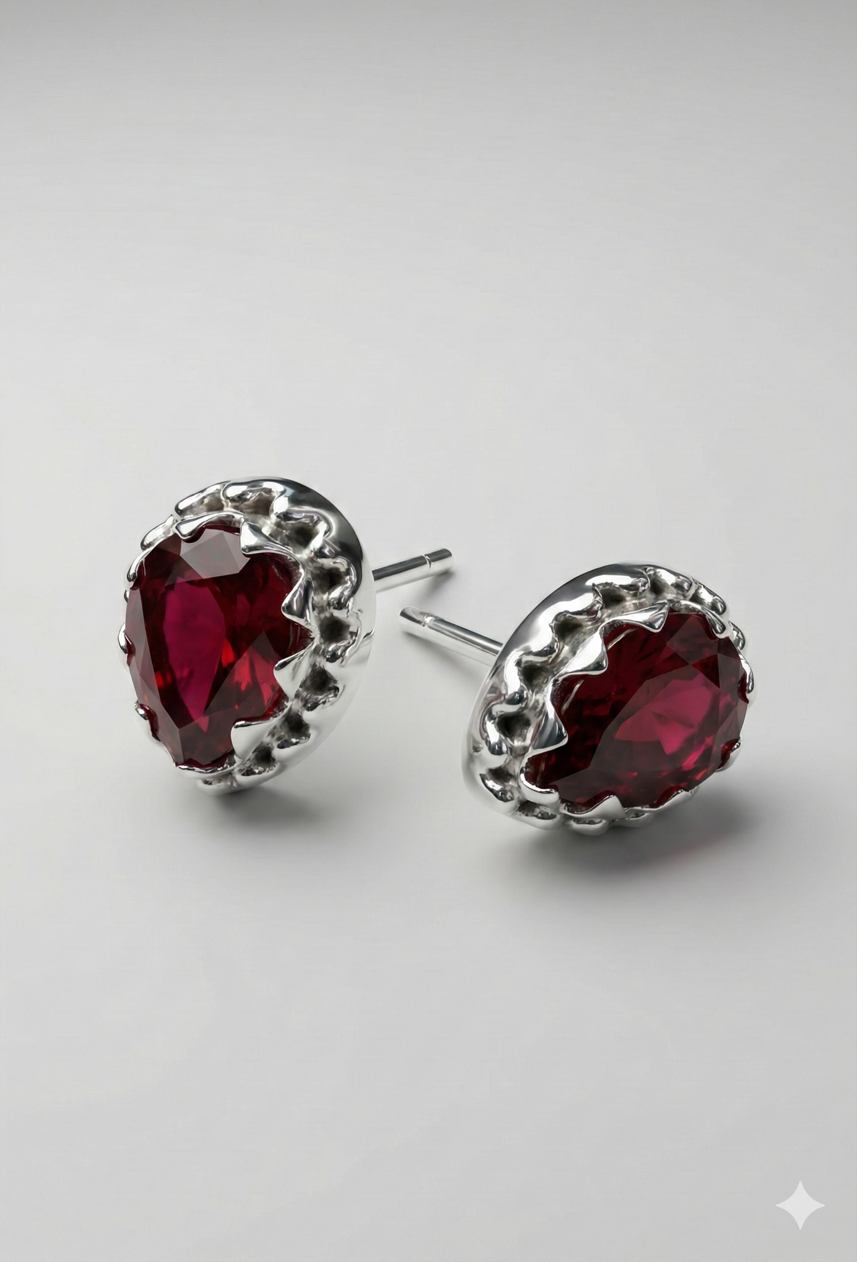 Pear Cut Ruby Silver Studs_3