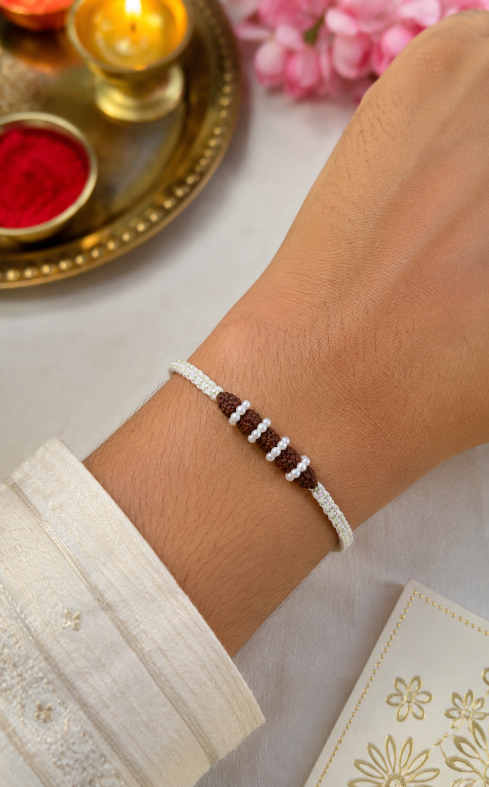 Pearl Rudraksha Rakhi