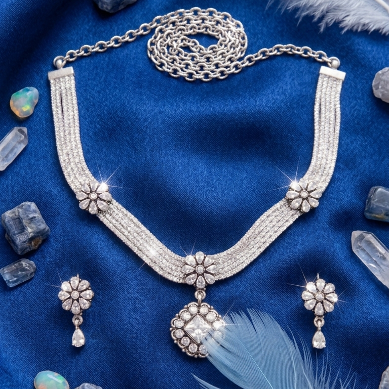 Radiant Silver Blossom Set