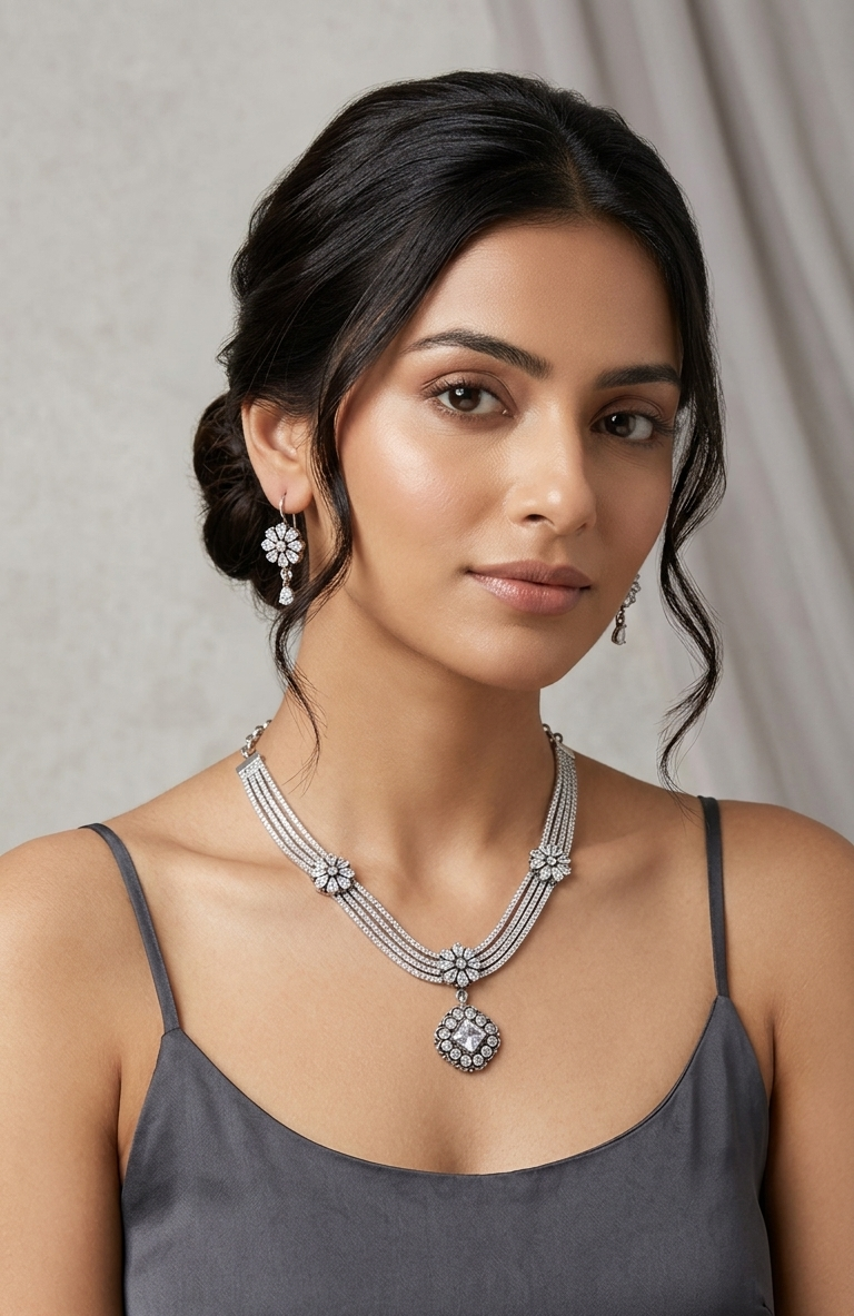 Radiant Silver Blossom Set