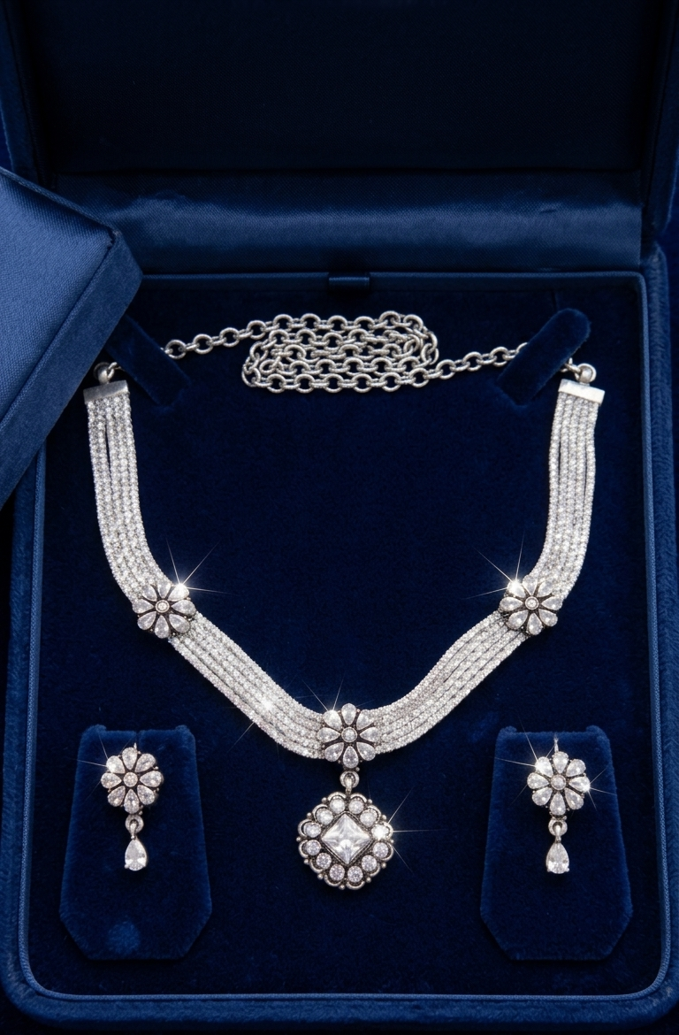 Radiant Silver Blossom Set