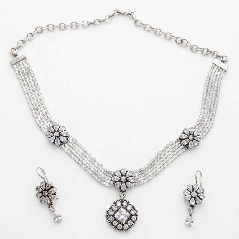 Radiant Silver Blossom Set