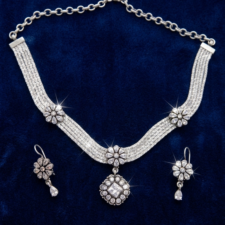 Radiant Silver Blossom Set