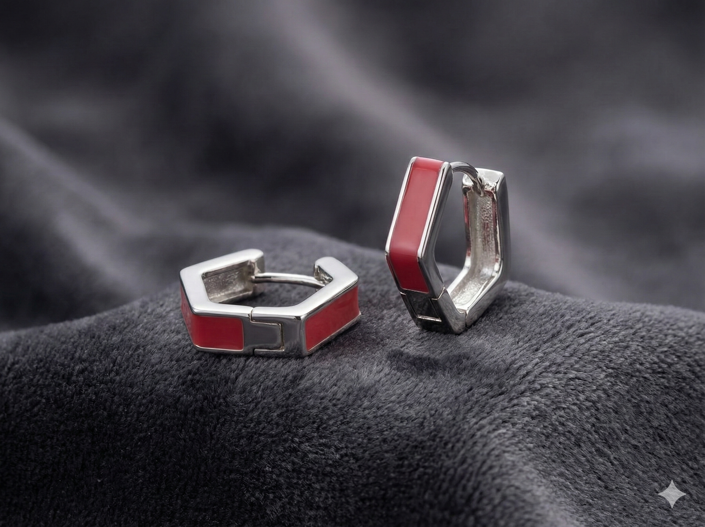 Red Hexagonal Enamel Hoops_1