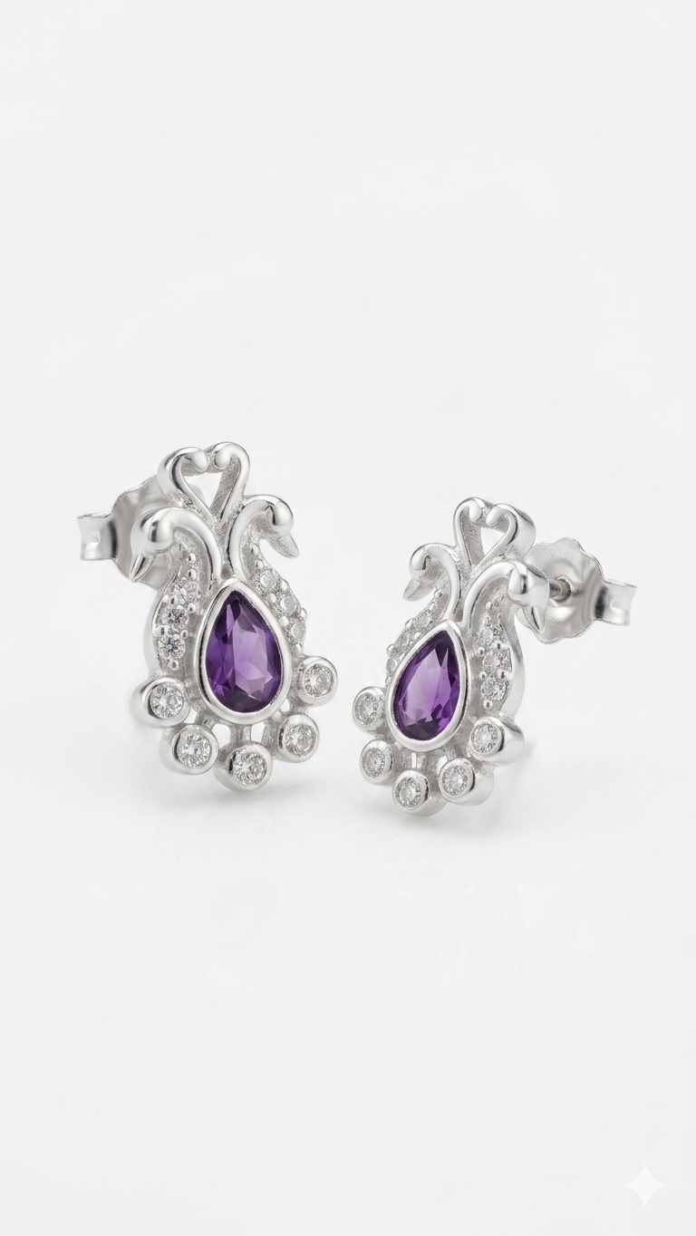 Regal Amethyst pear Studs