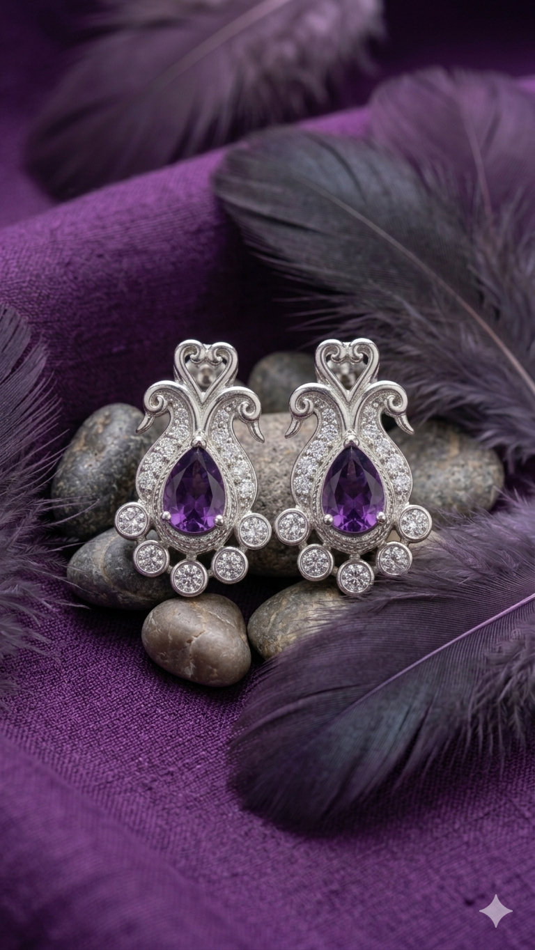 Regal Amethyst pear Studs