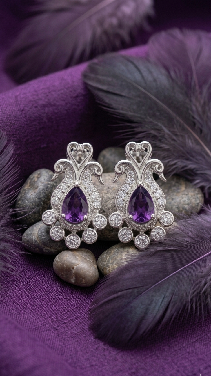 Regal Amethyst pear Studs