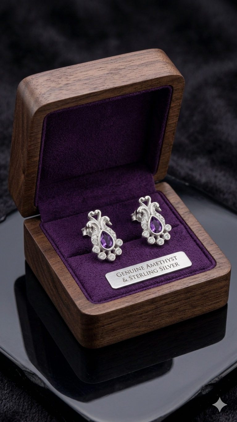 Regal Amethyst pear Studs
