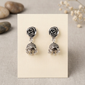 Oxidized Rose Drop Jhumkas