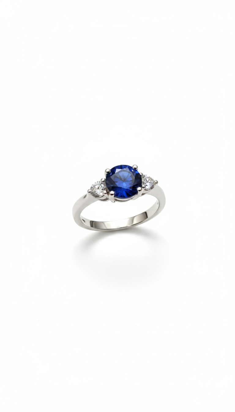 Round- Cut Sapphire Three Stone Ring_1