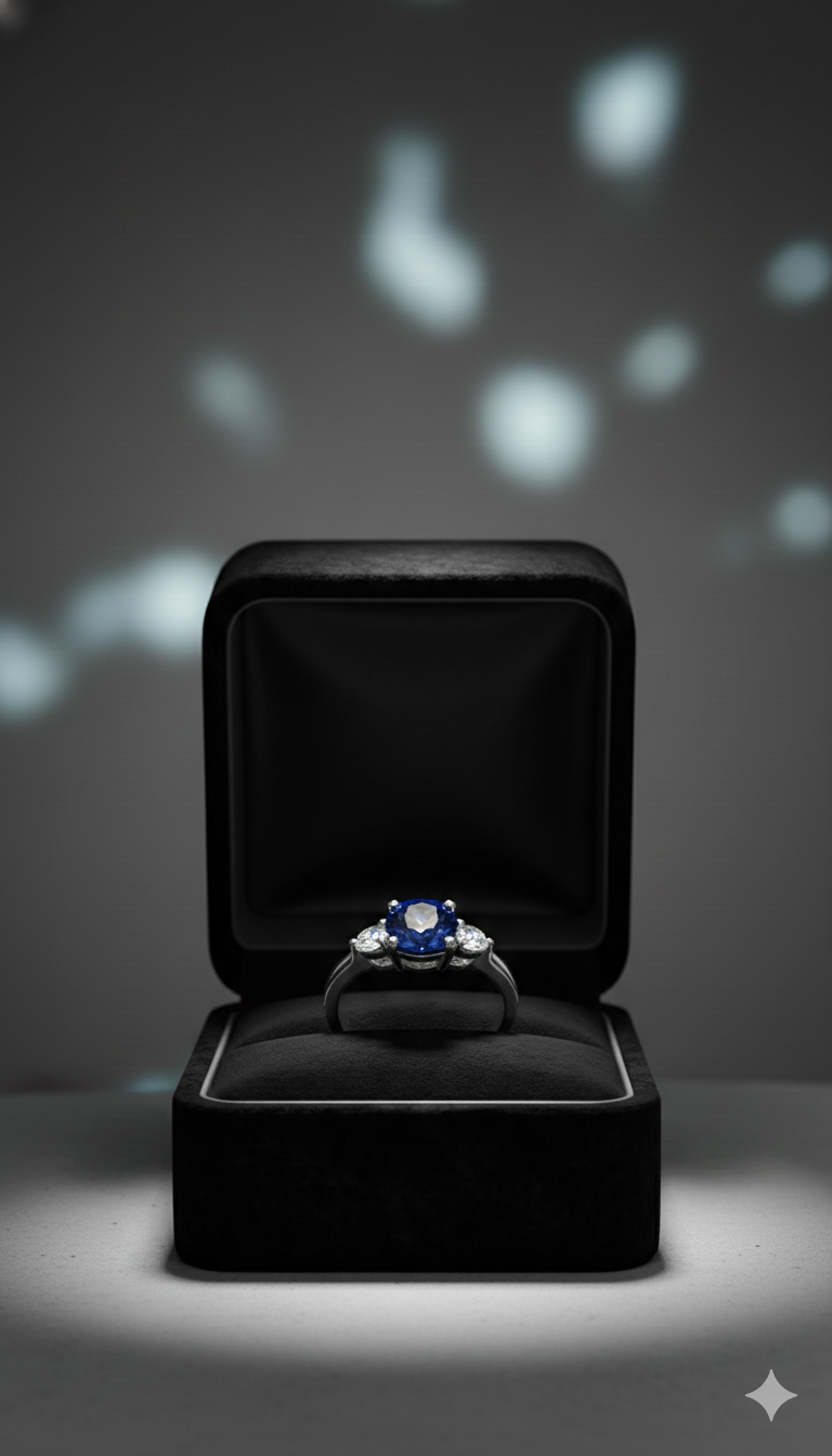 Round- Cut Sapphire Three Stone Ring_4
