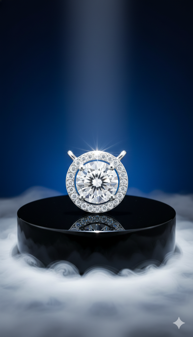 Round -Cut Solitaire with Micro - Pavee Halo setting_3
