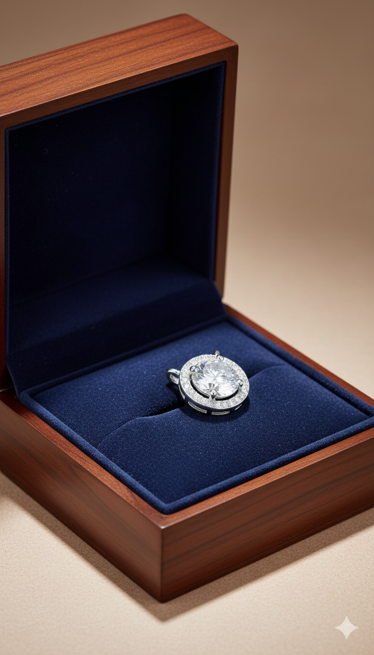 Round -Cut Solitaire with Micro - Pavee Halo setting_4