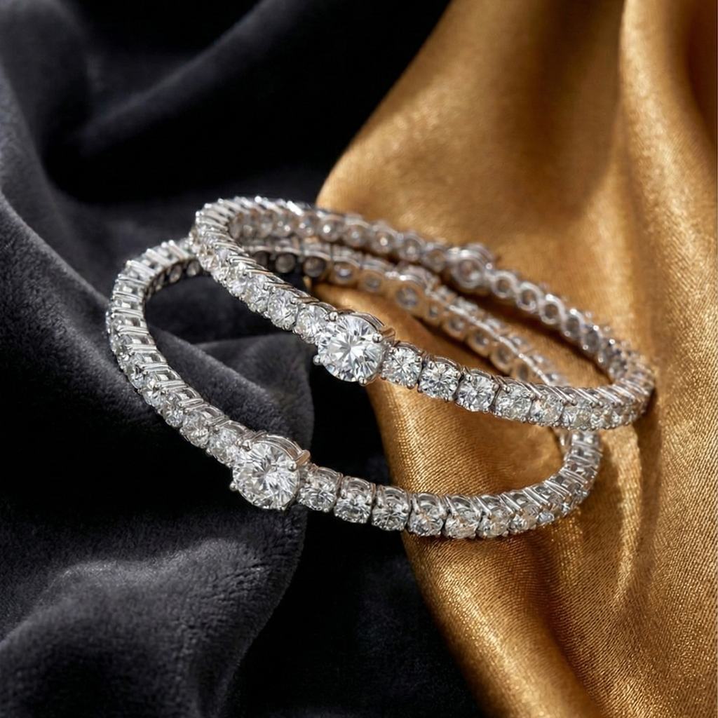 Round Cut Crystal Bangle Set_3