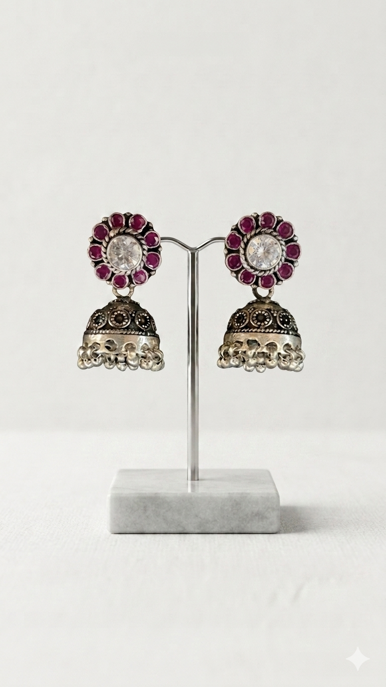 Ruby Floret Jhumkas