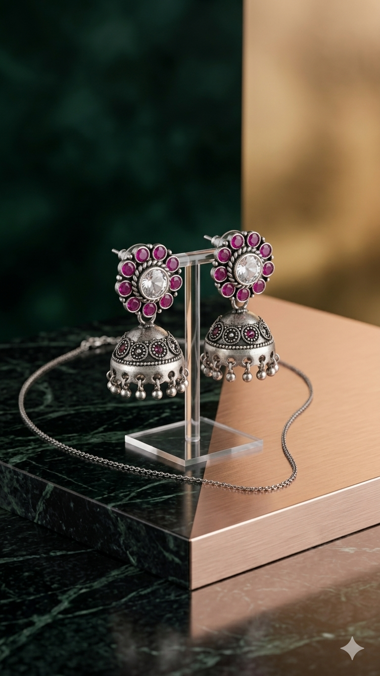 Ruby Floret Jhumkas