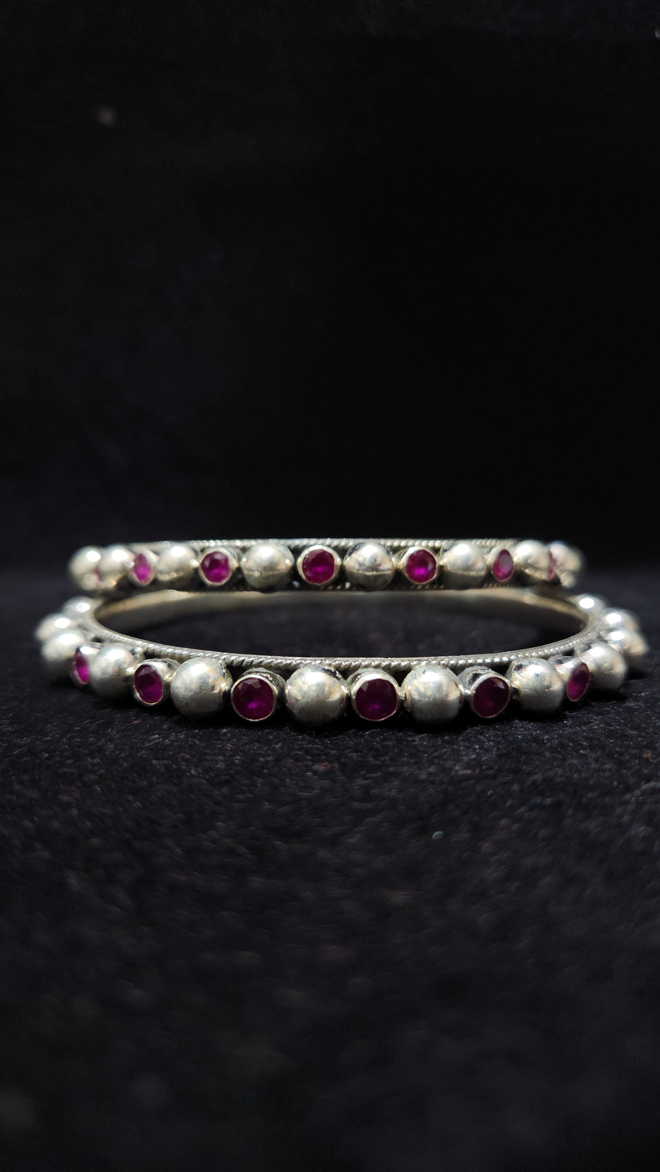 Ruby Studded Oxidized Bangles