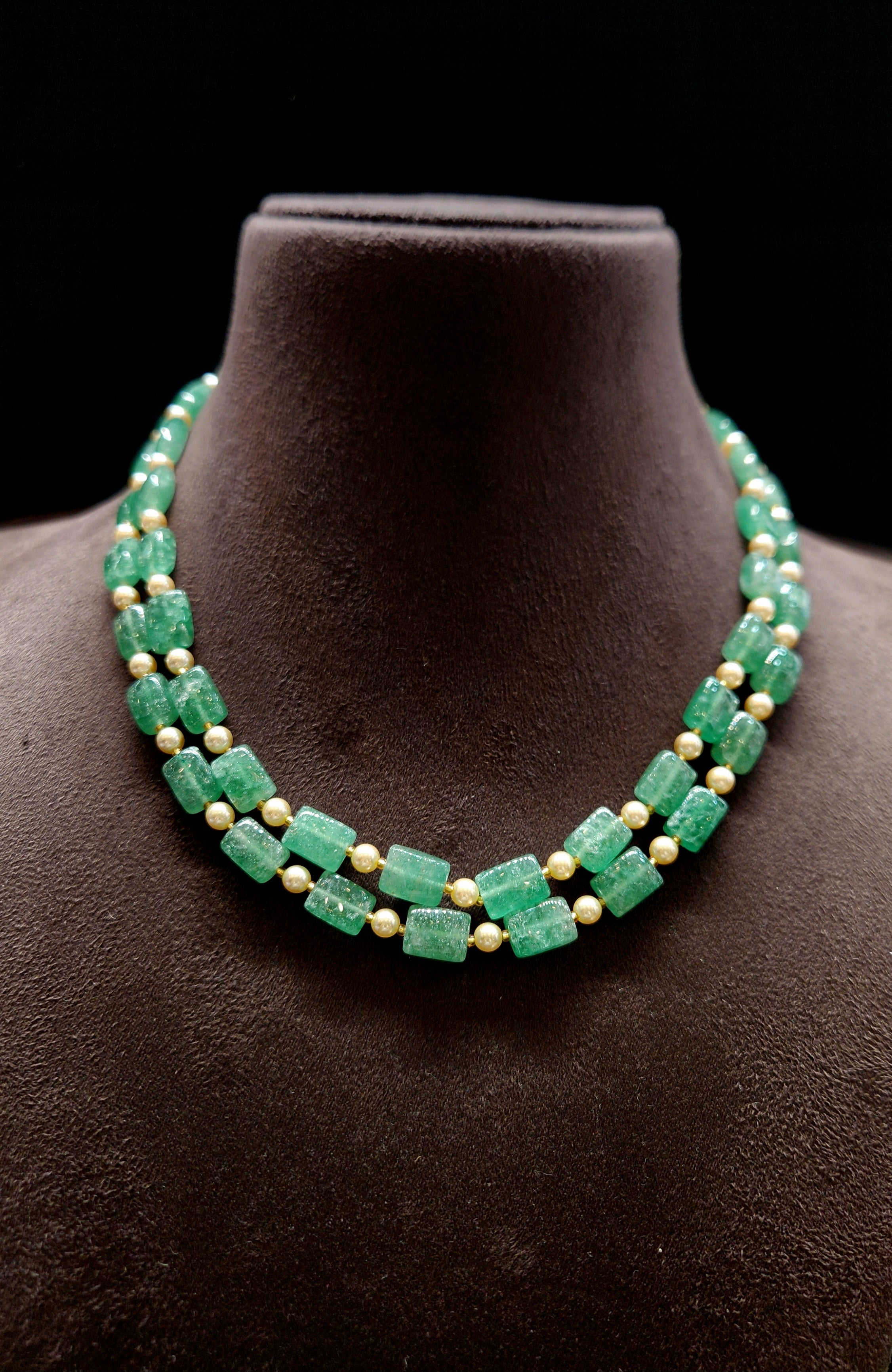 Swarovski Pearl & Green Quartz Mala