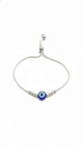 Silver-Tone Evil Eye Adjustable Snake Chain Bracelet_1