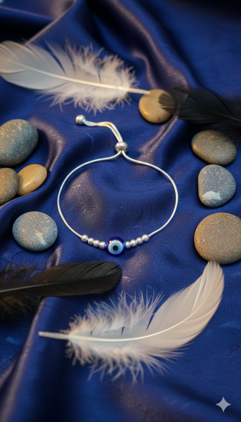 Silver-Tone Evil Eye Adjustable Snake Chain Bracelet_2