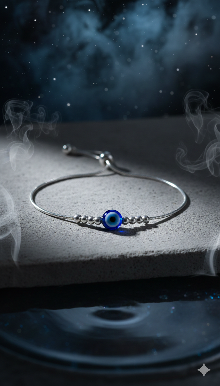 Silver-Tone Evil Eye Adjustable Snake Chain Bracelet_3