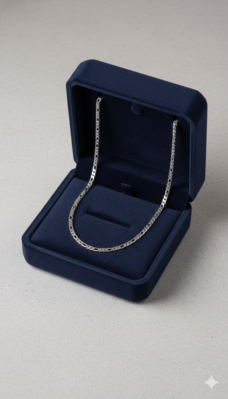 Silver Figaro Link Chain_5