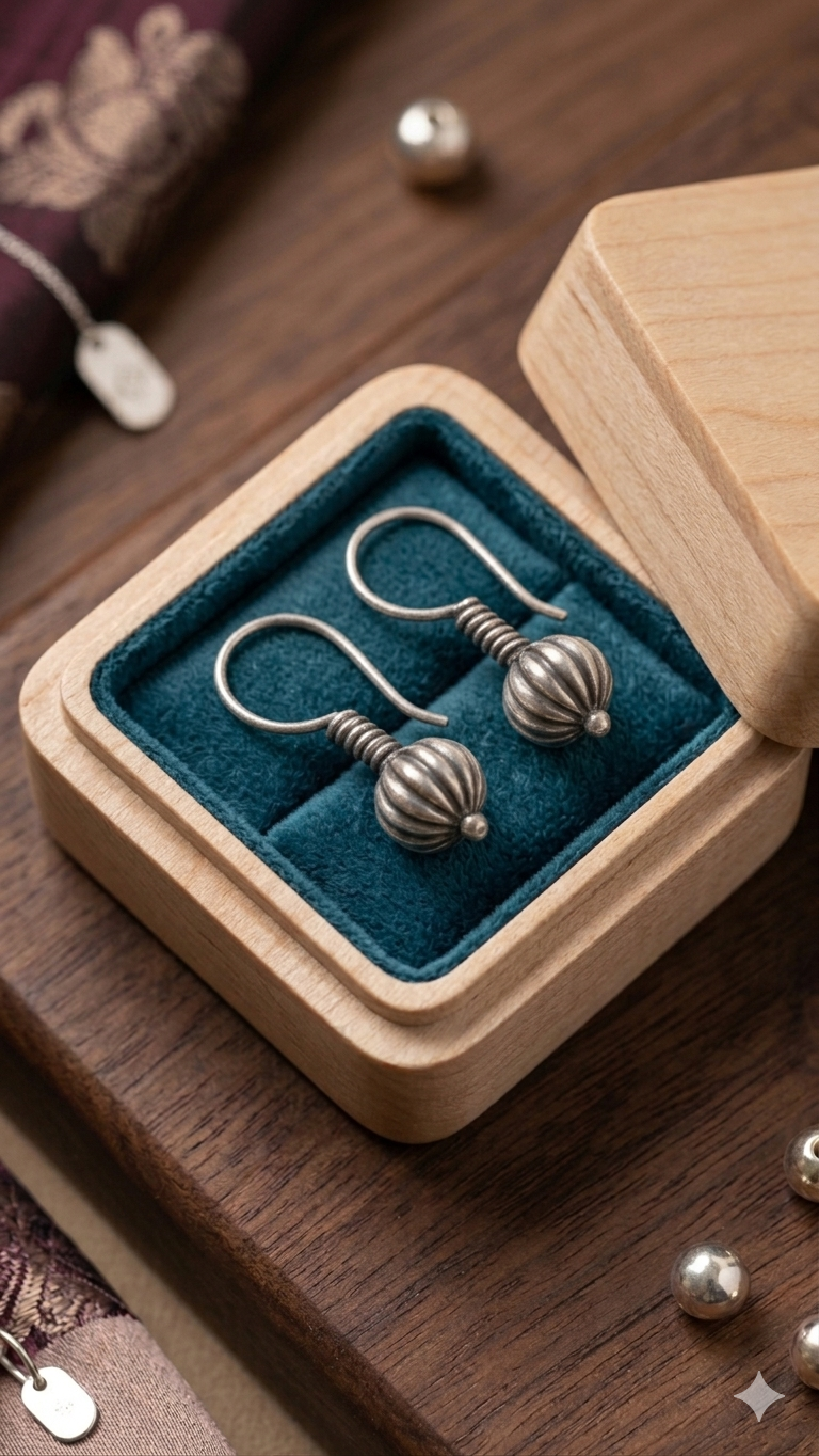 Silver Melon Drop Earrings