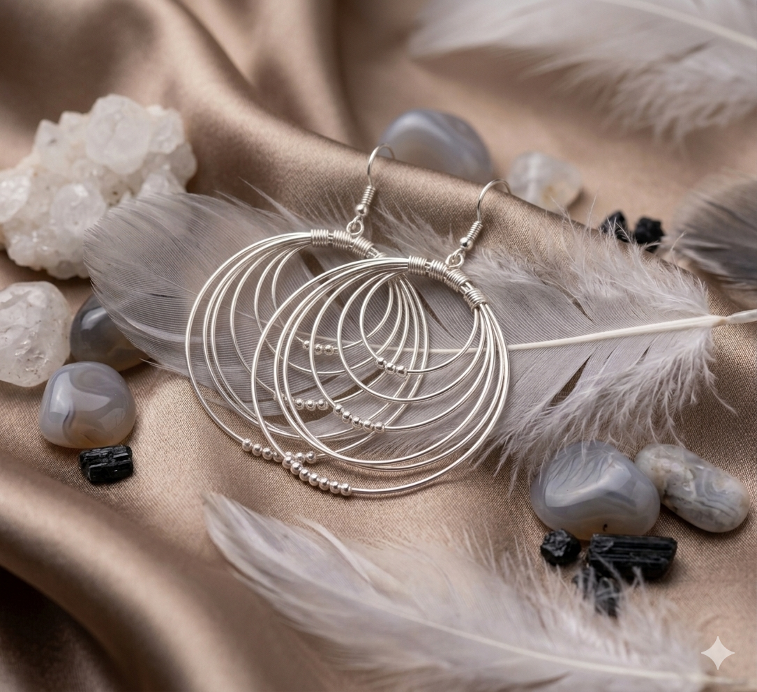 Silver Orbit Hoops