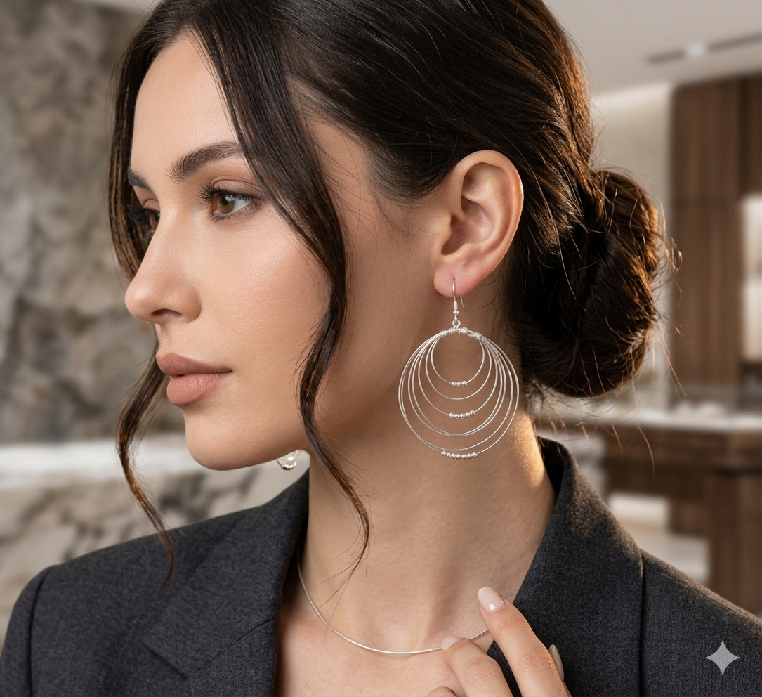 Silver Orbit Hoops