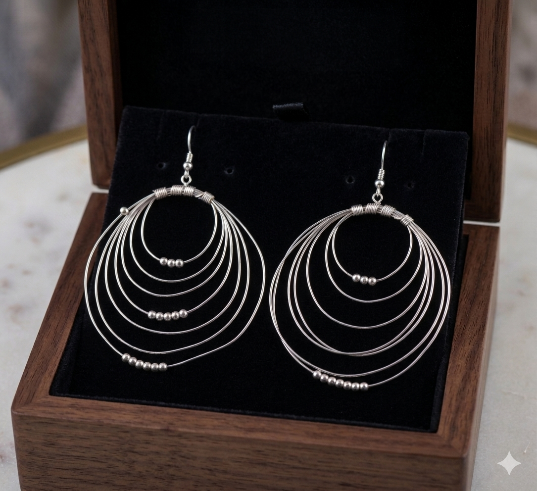 Silver Orbit Hoops