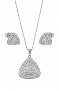 Silver Triangular Pavè Jewelry Set