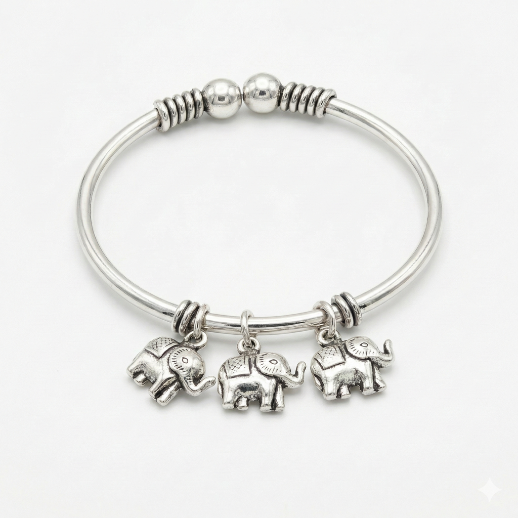Silver Trio Elephant Charm Bracelet_1