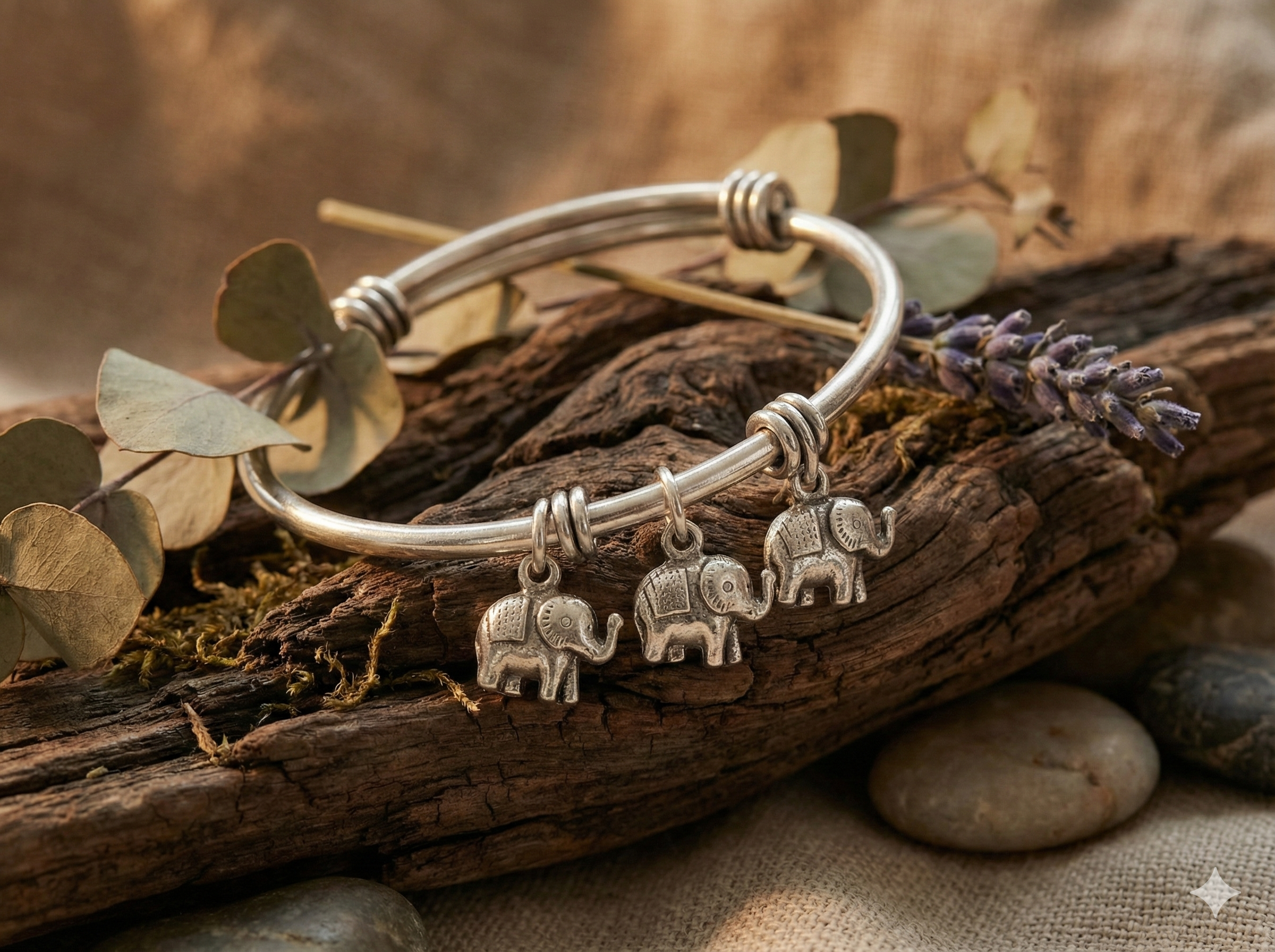 Silver Trio Elephant Charm Bracelet_3