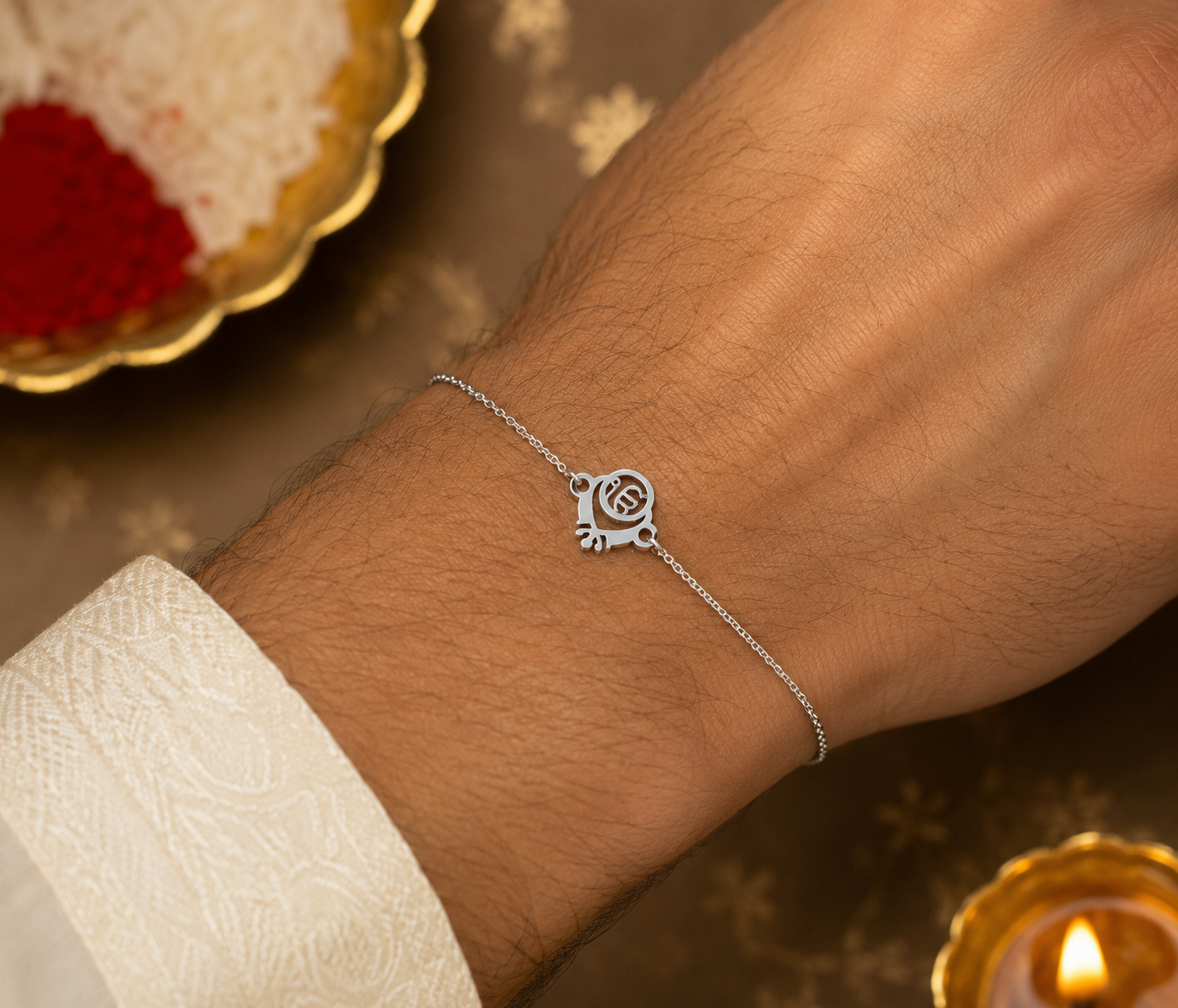 Silver Bloom Rakhi