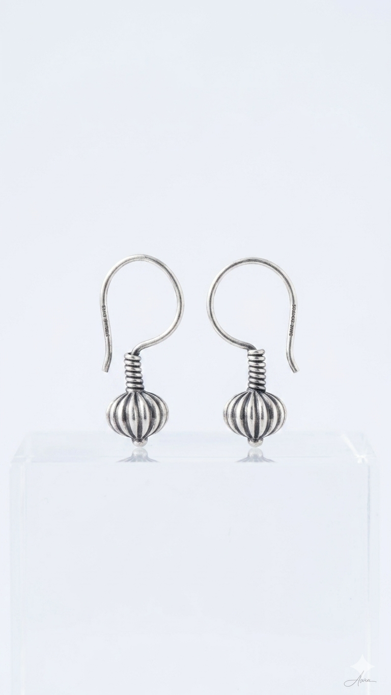 Silver Melon Drop Earrings