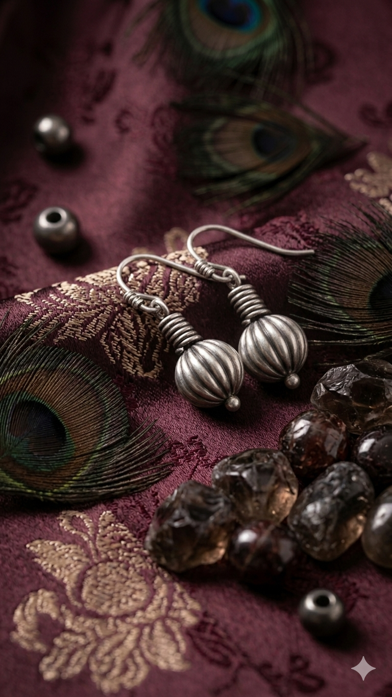 Silver Melon Drop Earrings