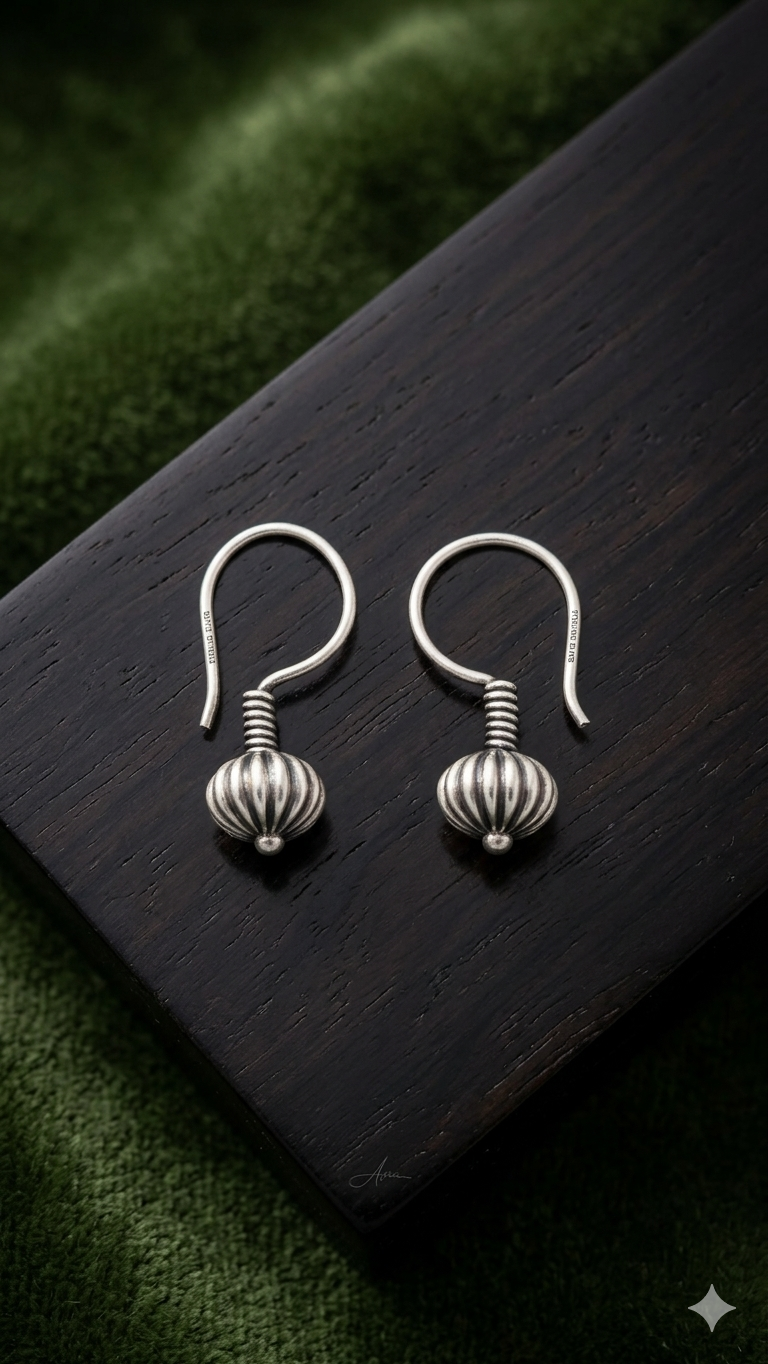 Silver Melon Drop Earrings