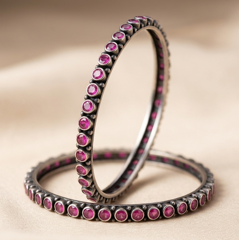 Slim Profile Stone Bangles