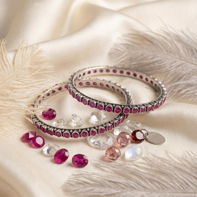 Slim Profile Stone Bangles