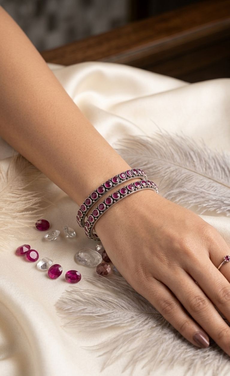 Slim Profile Stone Bangles