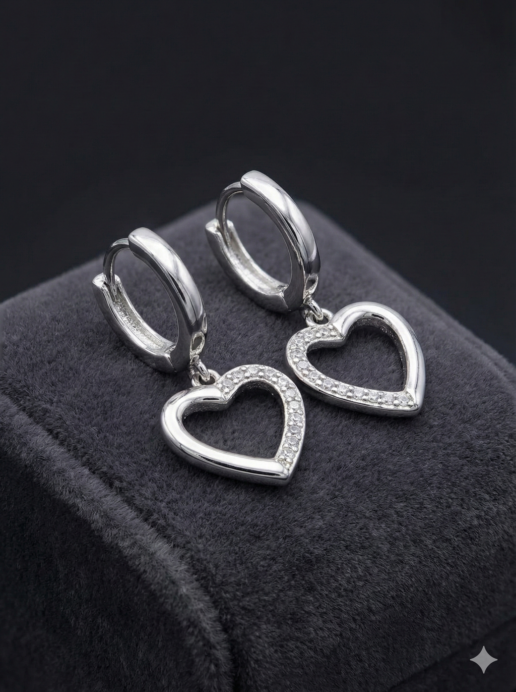 Sparkling Silver Heart Hoops_1