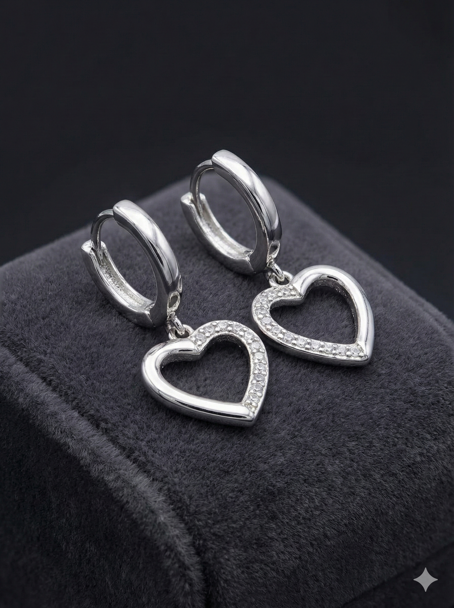 Sparkling Silver Heart Hoops_1