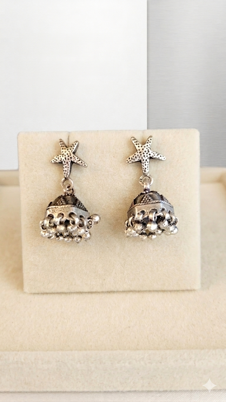 Oxidized Starfish Jhumkas