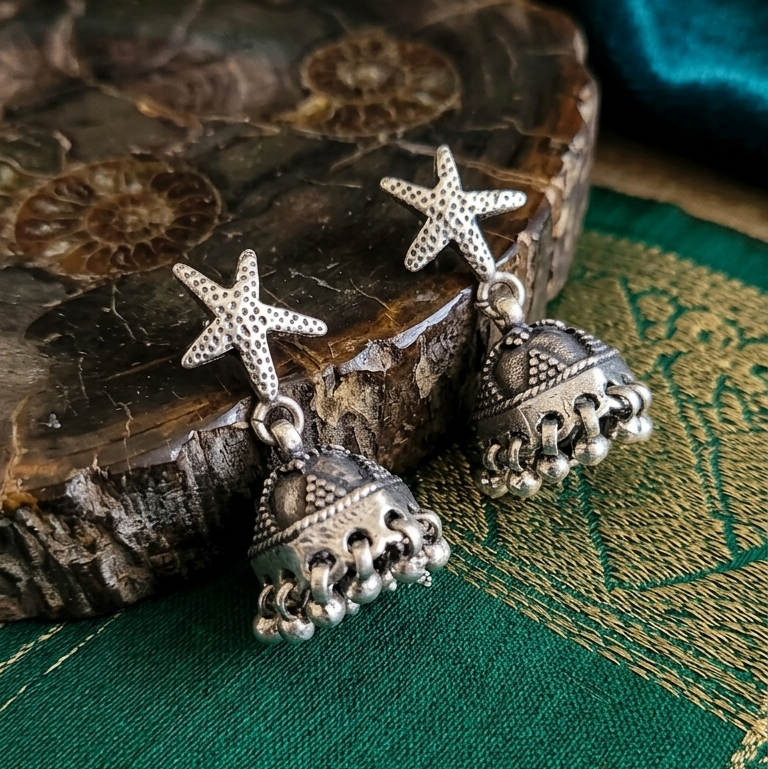 Oxidized Starfish Jhumkas