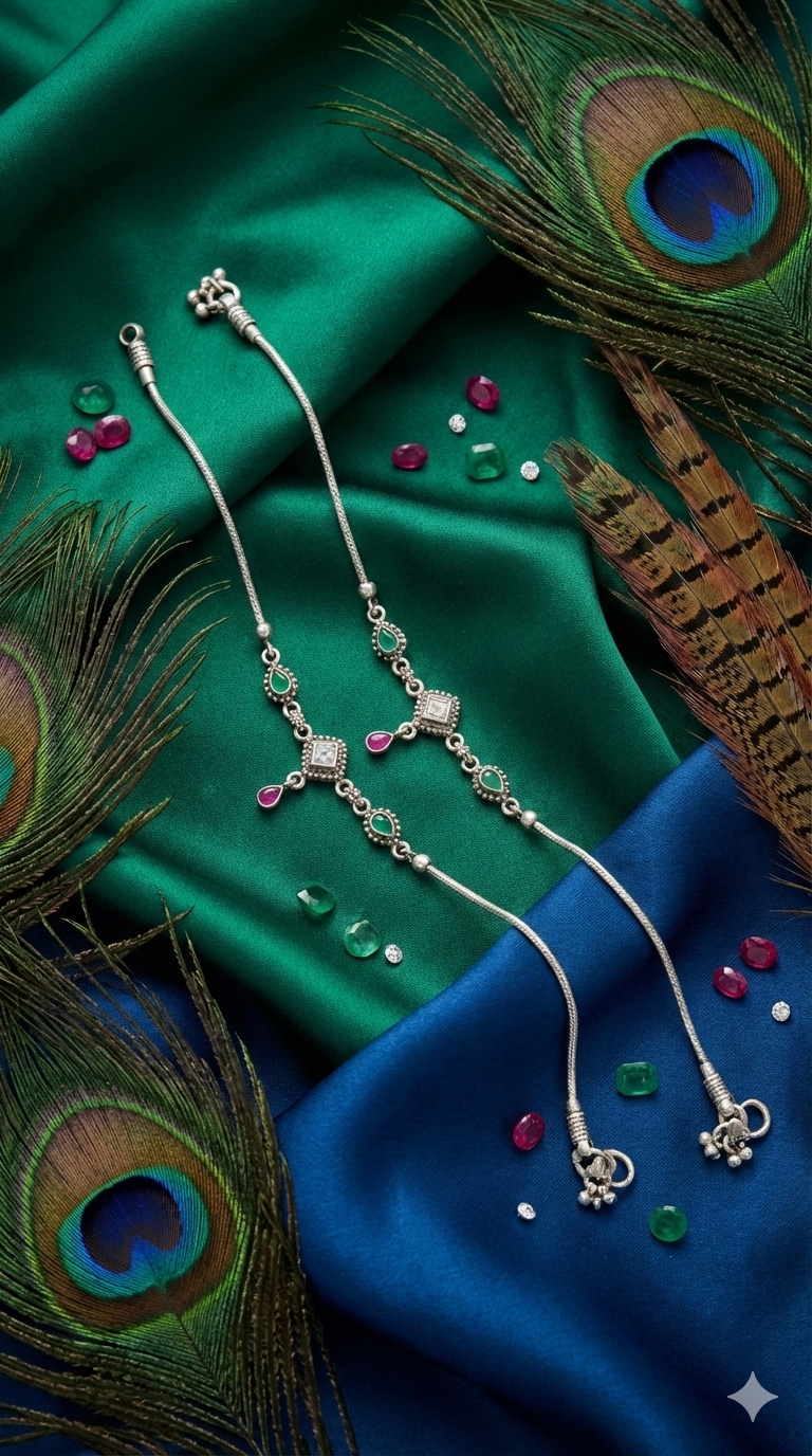 Studded Silver Payal_1