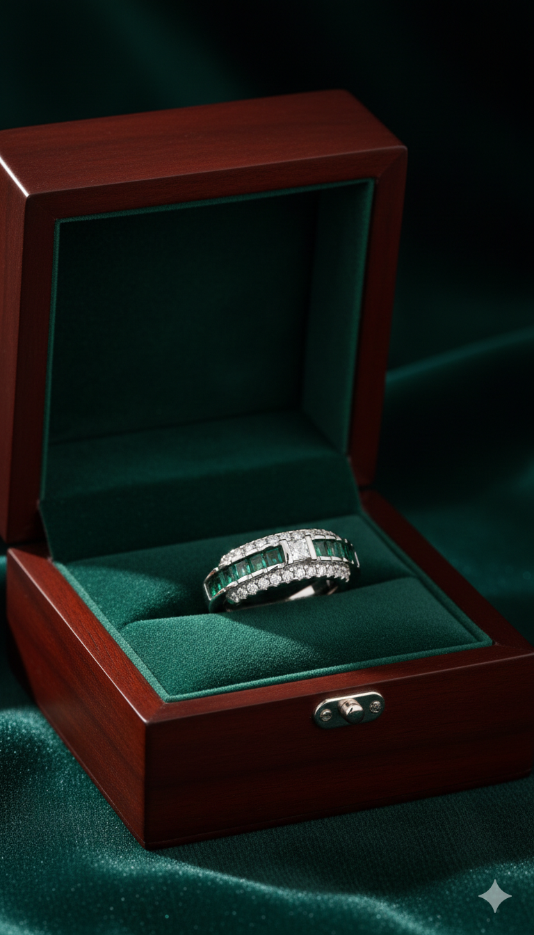 The Art Deco Emerald Band_4