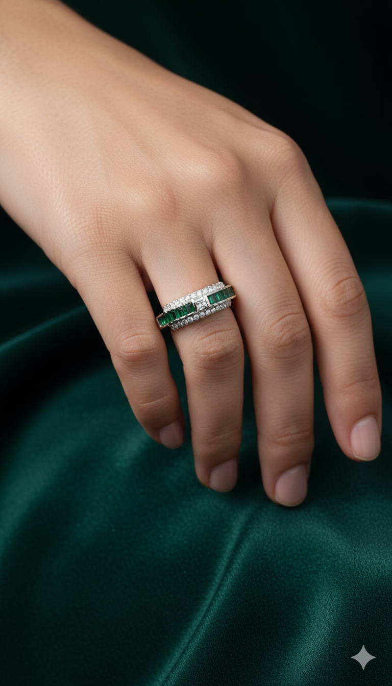 The Art Deco Emerald Band_5