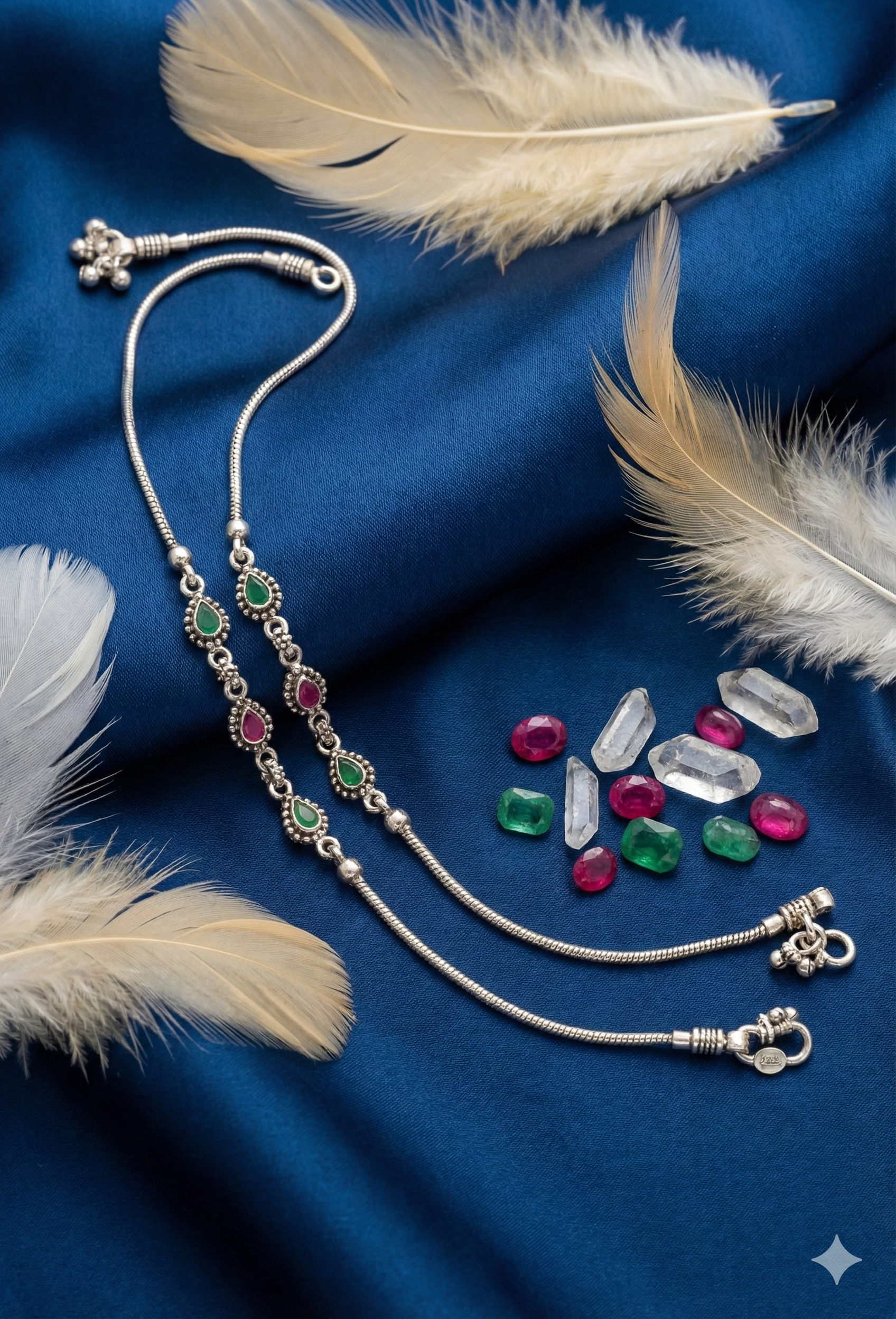 The Dual - Tone Gemstone Anklet Pair_1