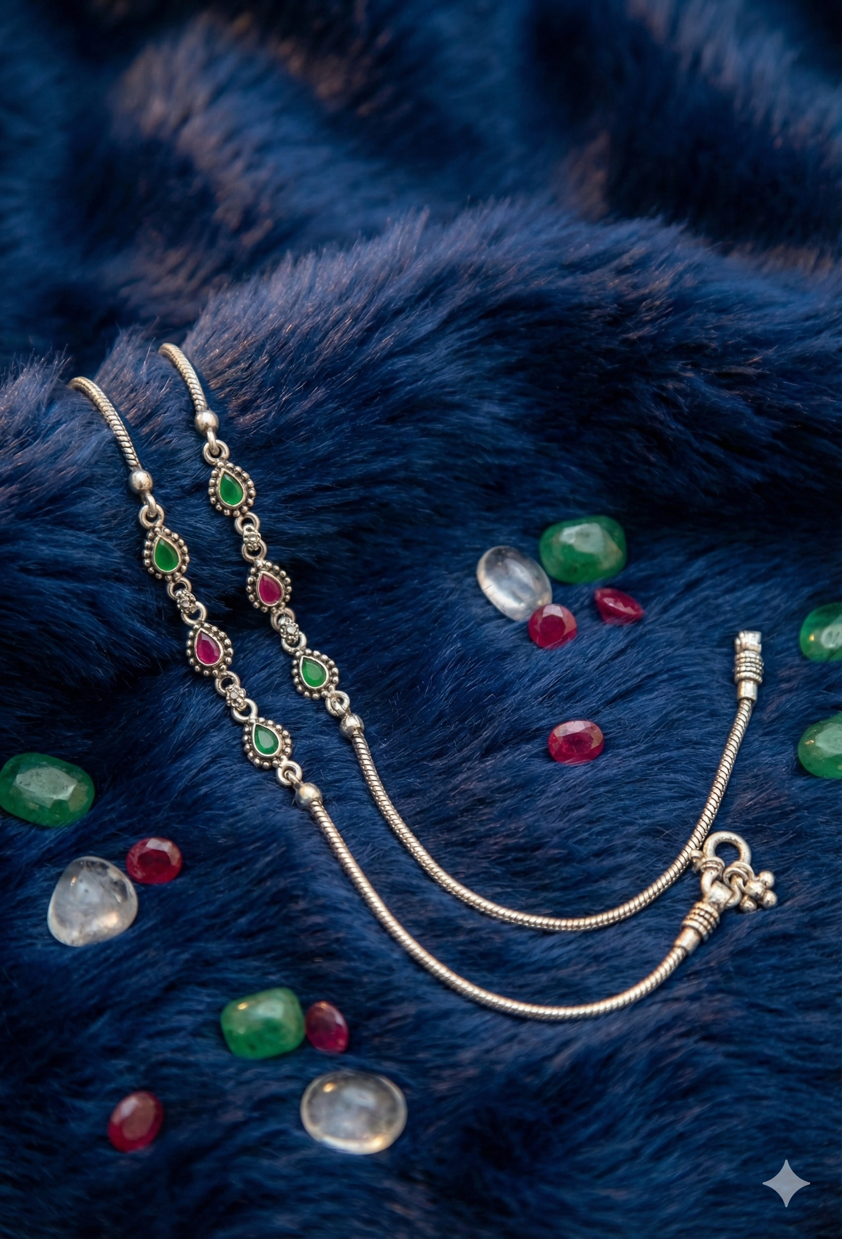 The Dual - Tone Gemstone Anklet Pair_2
